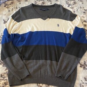 U.S. Polo Assn. Men's V-Neck Sweater - Blue, Gray, White